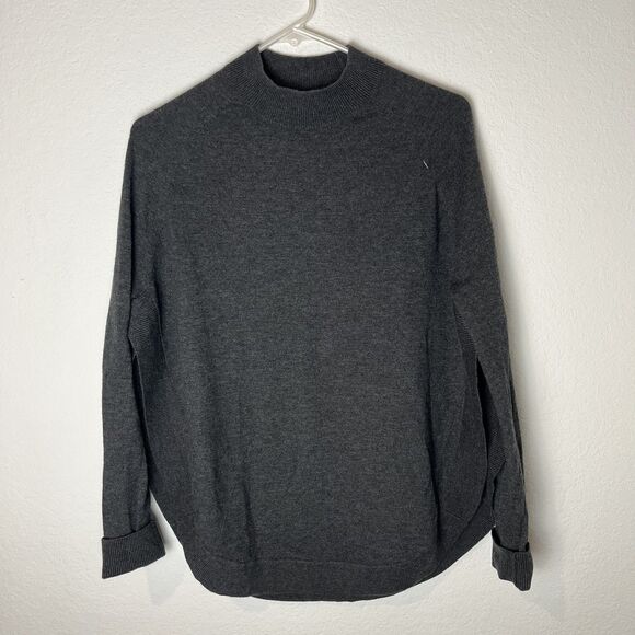 COS Charcoal Gray Sweater L Mock Neck Pullover Knit Casual Top womans minimalism - Picture 1 of 5